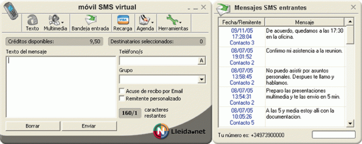 Movil SMS virtual de Lleida Net